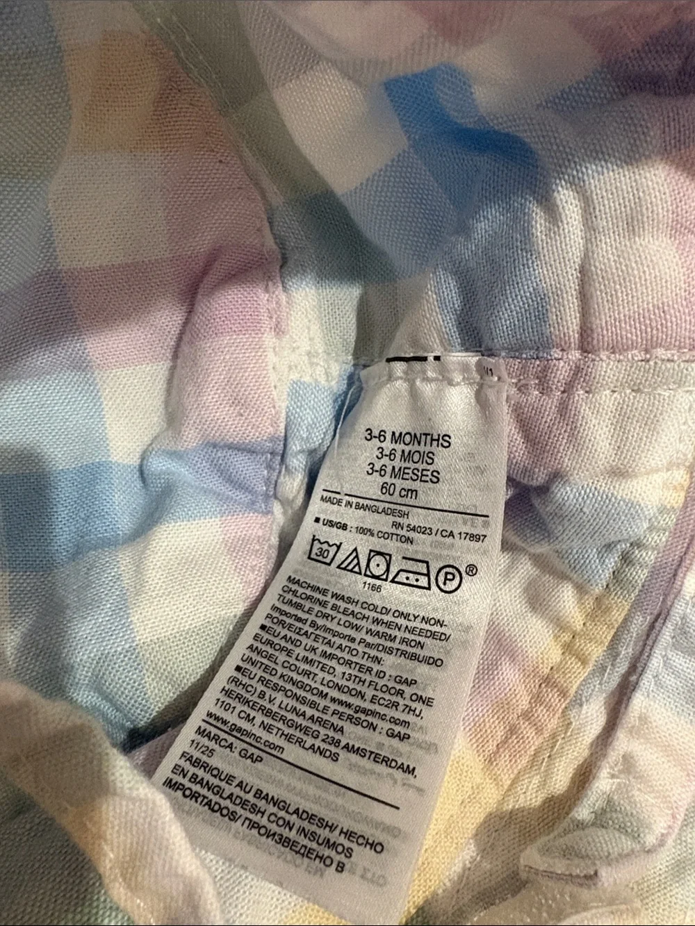 NWT - GAP Baby Pastel Plaid Button-Front Short Sleeve Romper & Bucket Hat Set